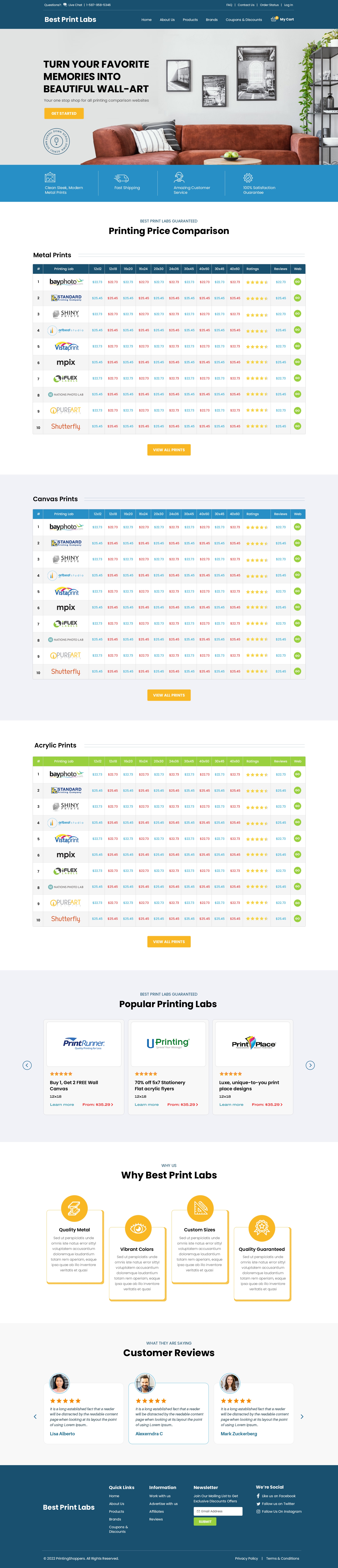 Print Comparison Website