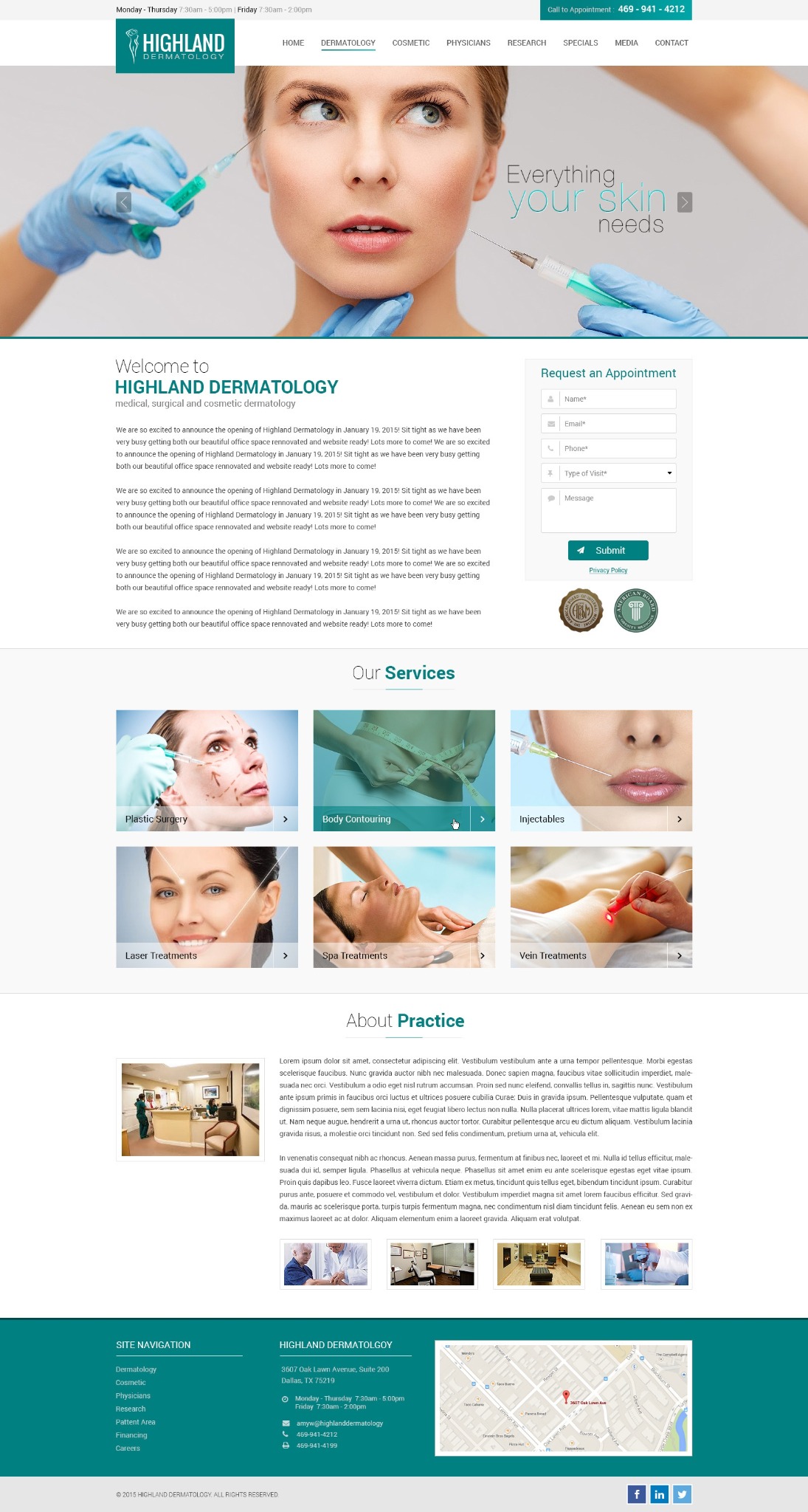 Dermatology clinic website